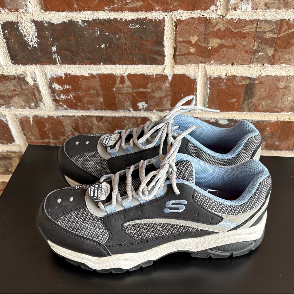 Sketchers Work: Biscoe Steel Toe Safety Shoes Size 9 Blue Black Memory Foam - Picture 5 of 14